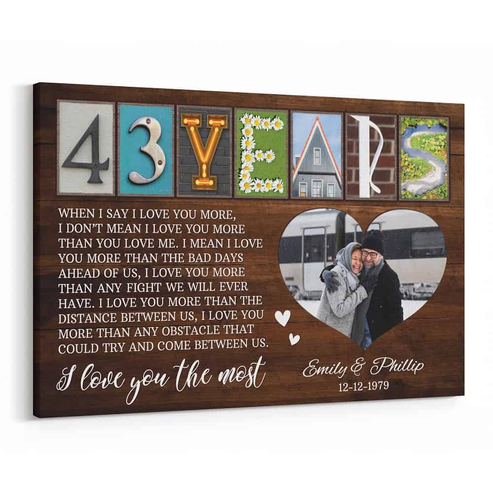 43rd Anniversary Letter Art with Photo Canvas Print