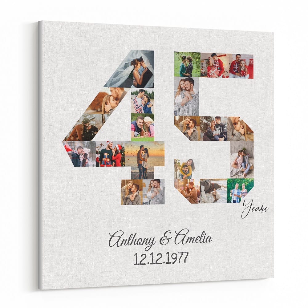 45 Years Anniversary Photo Collage Canvas Print