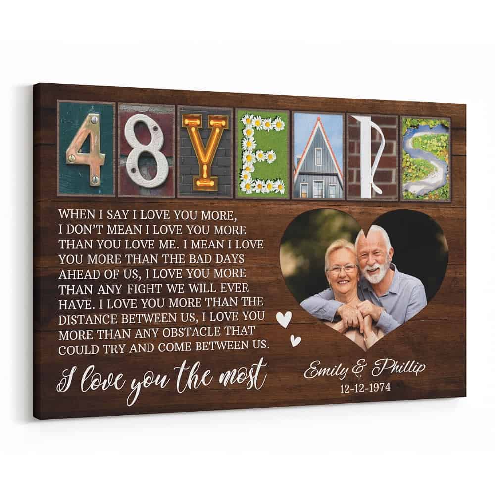 48th Anniversary Letter Art with Photo Canvas Print