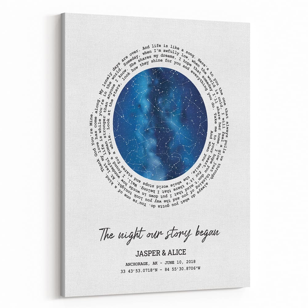 The Night Our Story Began: Favorite Song & Star Map Canvas