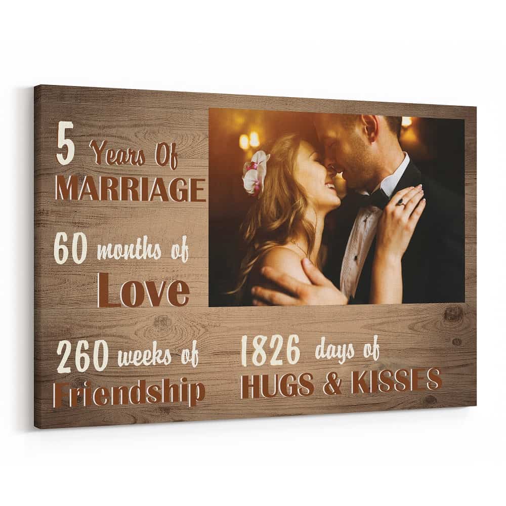 5 Years Of Marriage Custom Photo Canvas Print