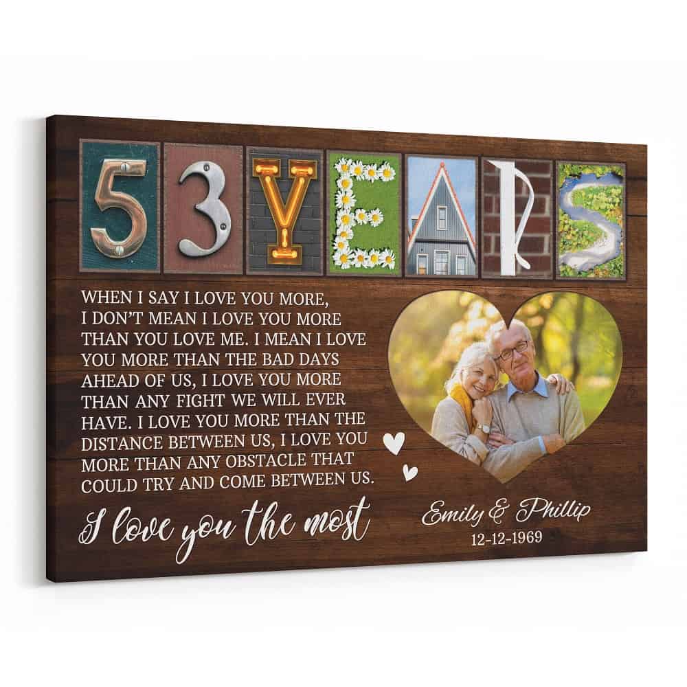 53rd Anniversary Letter Art with Photo Canvas Print
