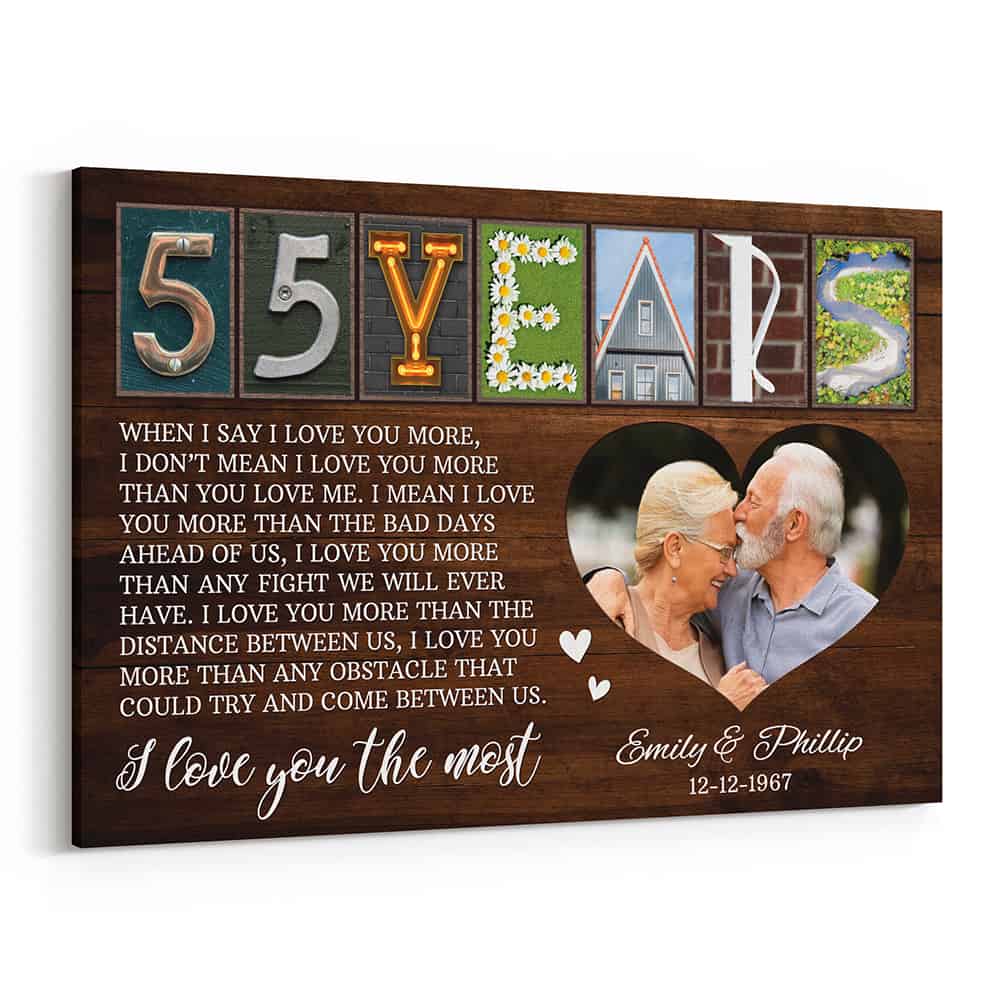55th Anniversary Letter Art with Photo Canvas Print