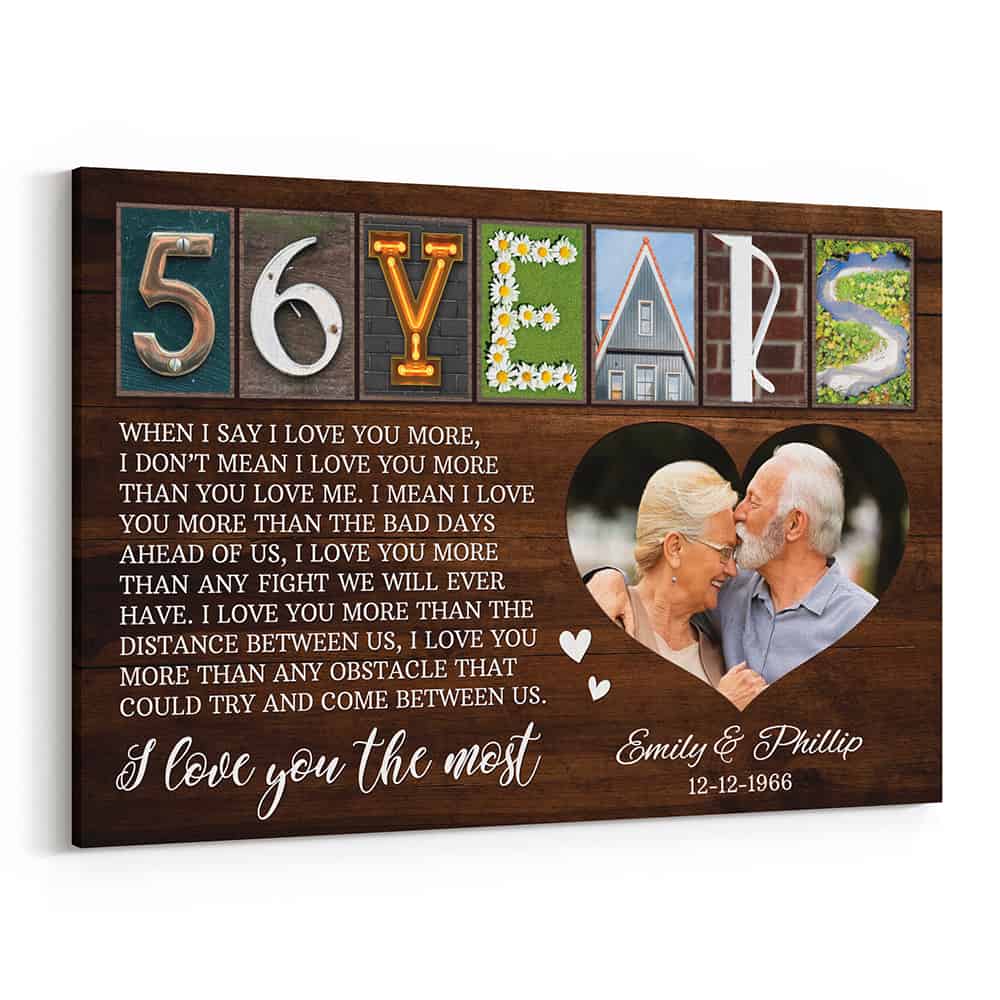 56th Anniversary Letter Art with Photo Canvas Print