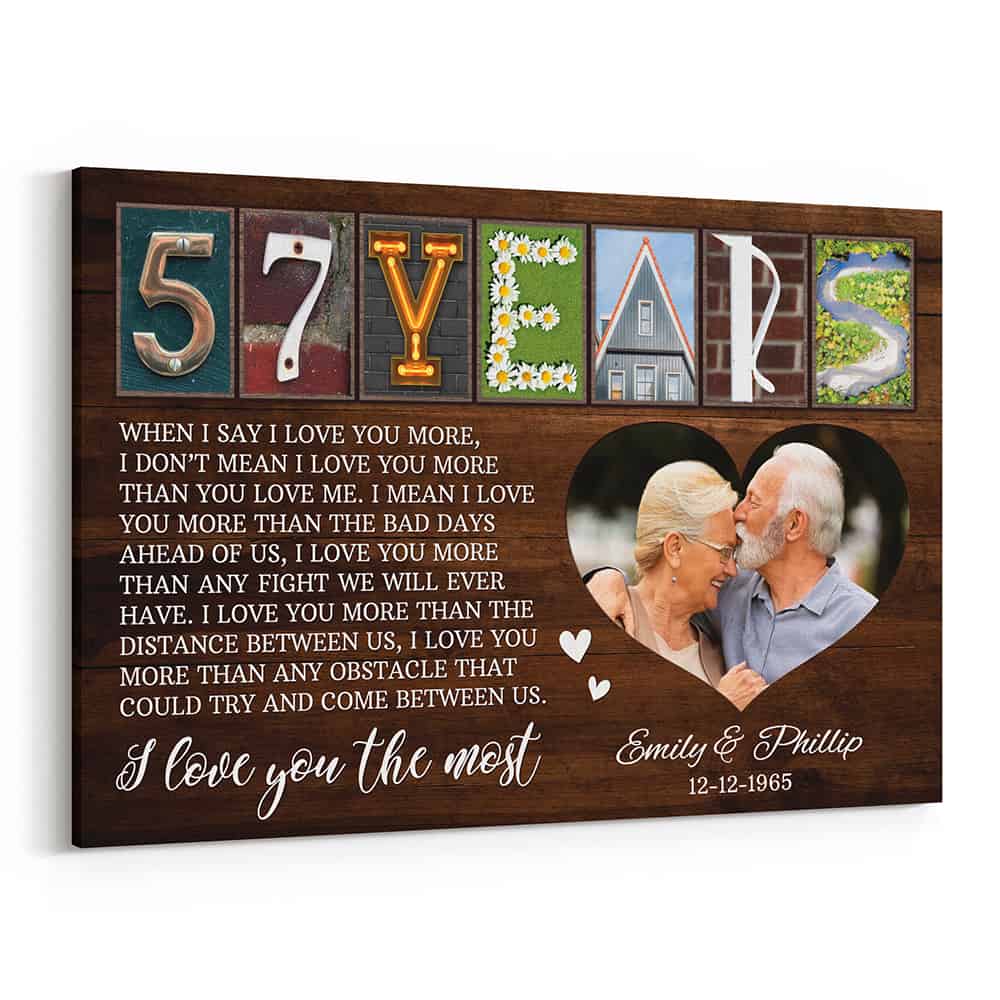 57th Anniversary Letter Art with Photo Canvas Print