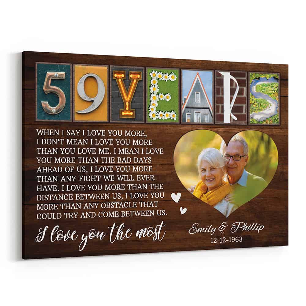 59th Anniversary Letter Art with Photo Canvas Print
