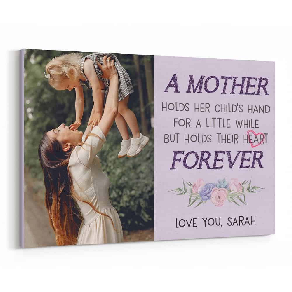 A Mother Holds Her Child’s Hand Heart Forever Custom Photo Canvas Print