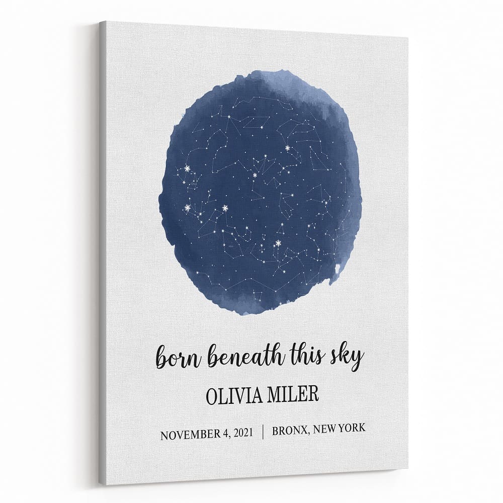 Birthday Custom Star Map Canvas Print