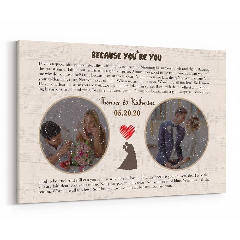 Custom Star Map And Photo Song Lyrics Canvas Print