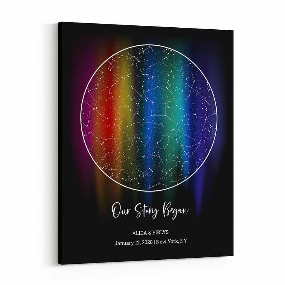 Custom Star Map LGBTQ Rainbow Canvas Print – Custom Star Map by Date