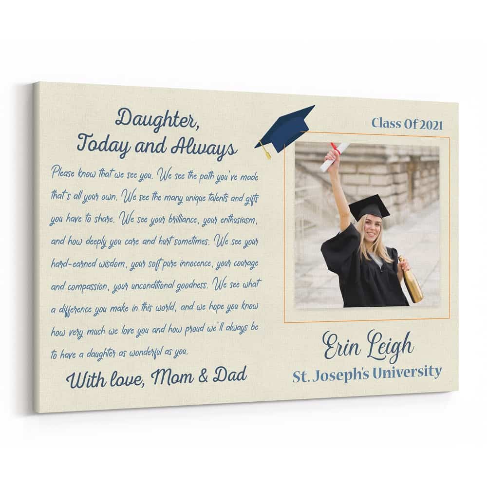 Graduation Letter To Daughter Photo Canvas Print