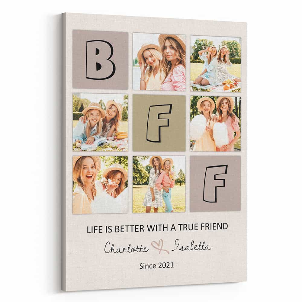 “Life Is Better With A True Friend” BFF Photo Collage Canvas