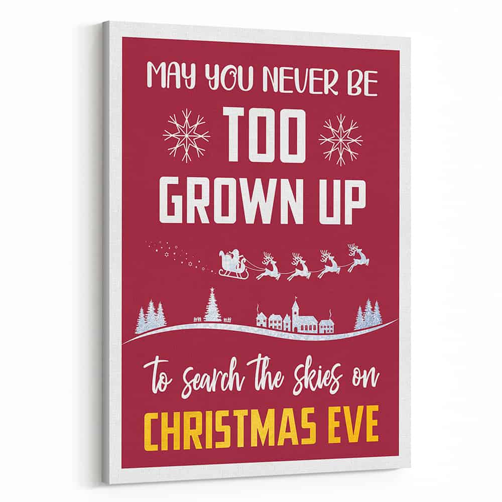 May You Never Be Too Grown Up To Search The Skies On Christmas Eve Canvas Print