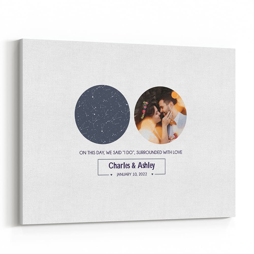 On This Day We Said I Do Wedding Guest Book Custom Star Map Canvas Print