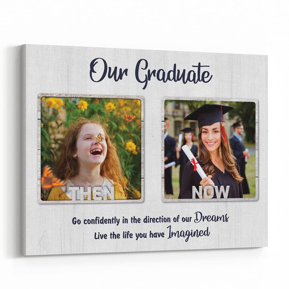 Our Graduate Then and Now 2 Photos Canvas Print