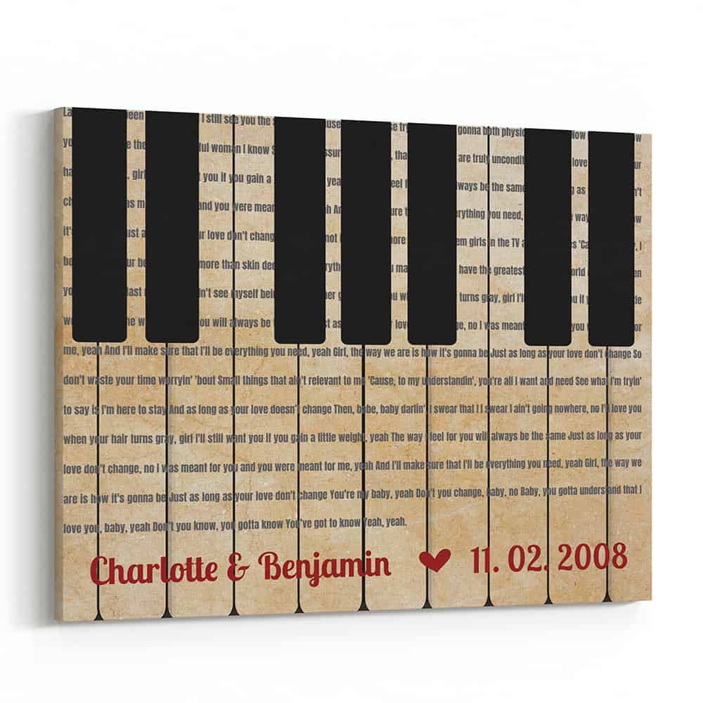 Piano Key Song Lyrics Custom Canvas Print