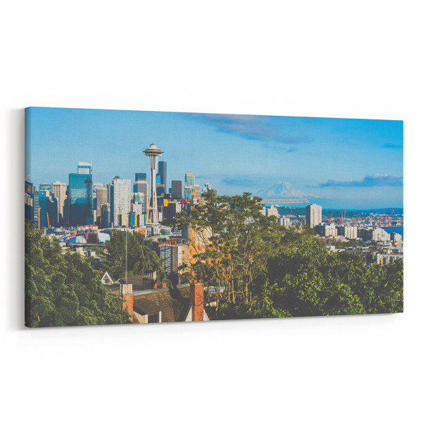 Seattle, Washington Skyline Canvas Wall Art - Collection B