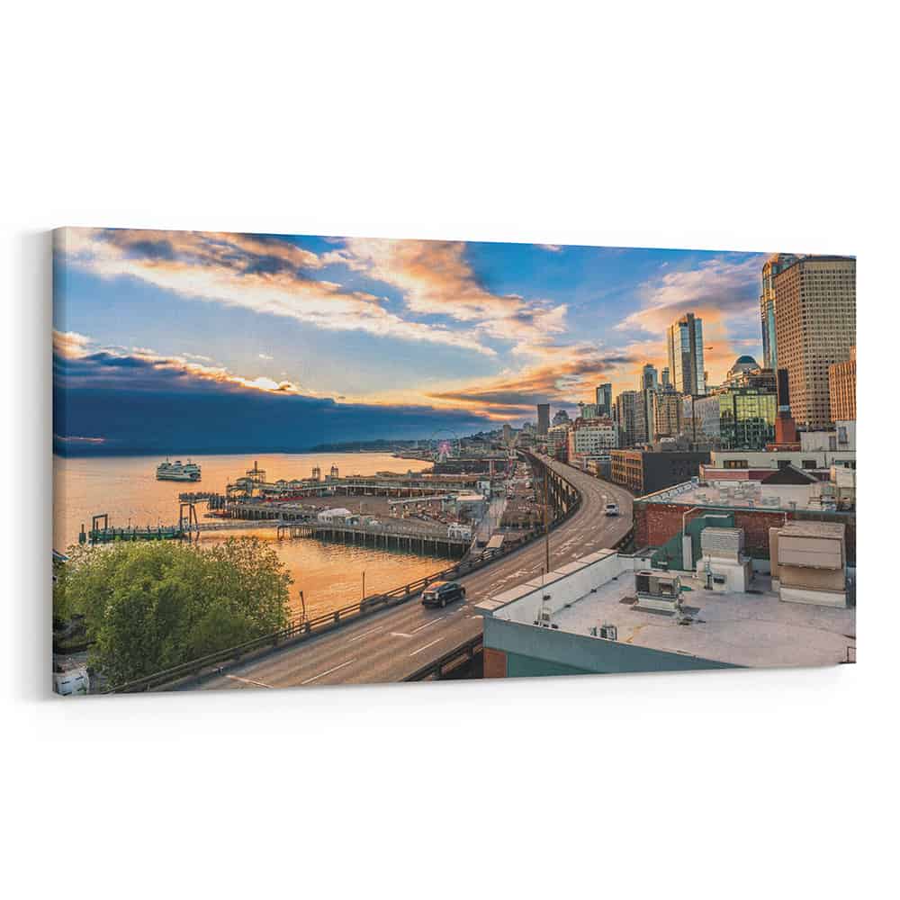 Seattle, Washington Skyline Canvas Wall Art – Collection C