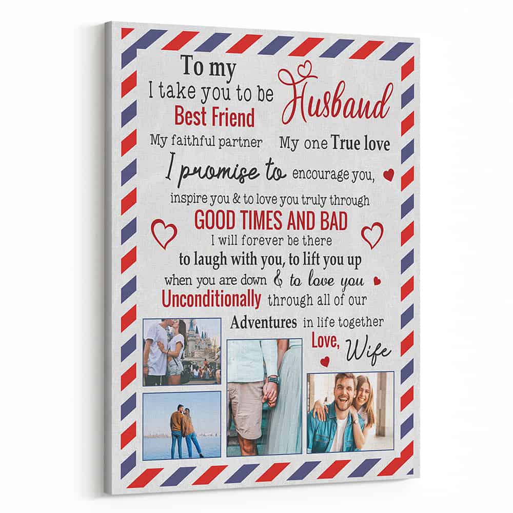 To My Husband Letter Custom Photo Canvas Print