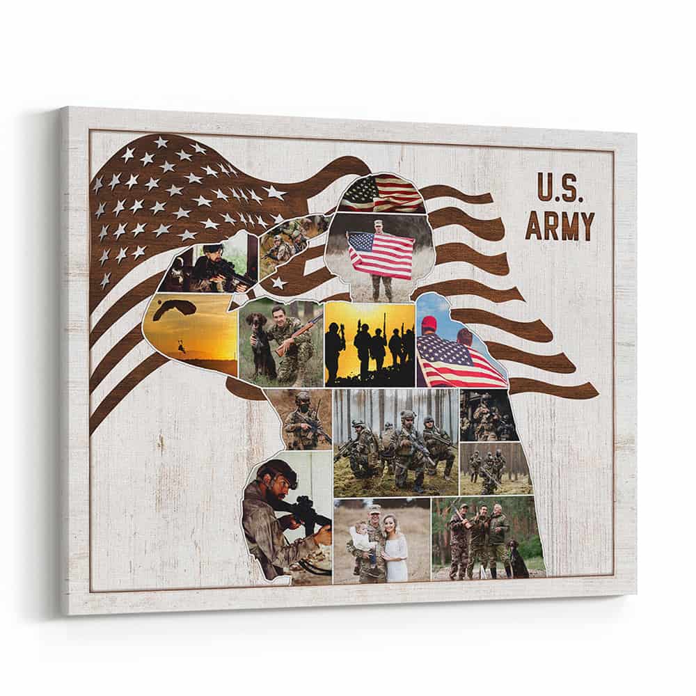 US Army Photo Collage Canvas Print – Personalized Military Gift