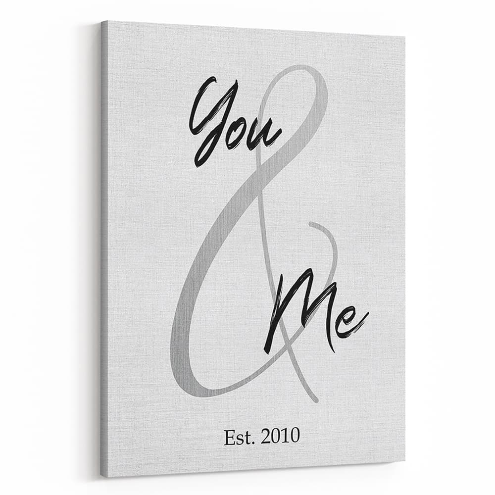 You and Me Established Year Anniversary Canvas Print