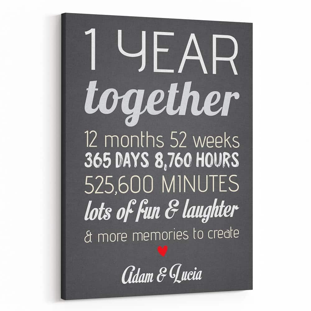 1 Year 12 Months 52 Weeks 365 Days Lots of Fun Custom Canvas Print