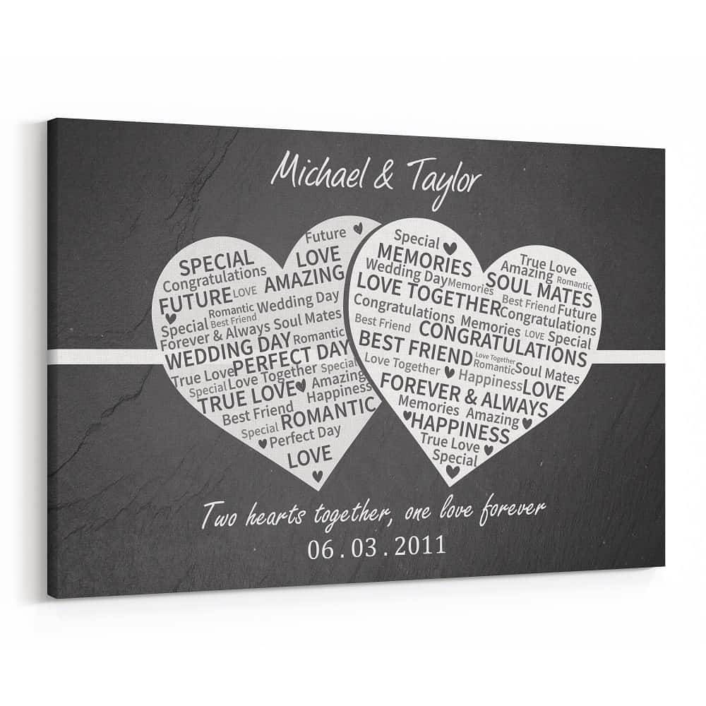 10 Years Anniversary – Two Hearts Together, One Love Forever Canvas