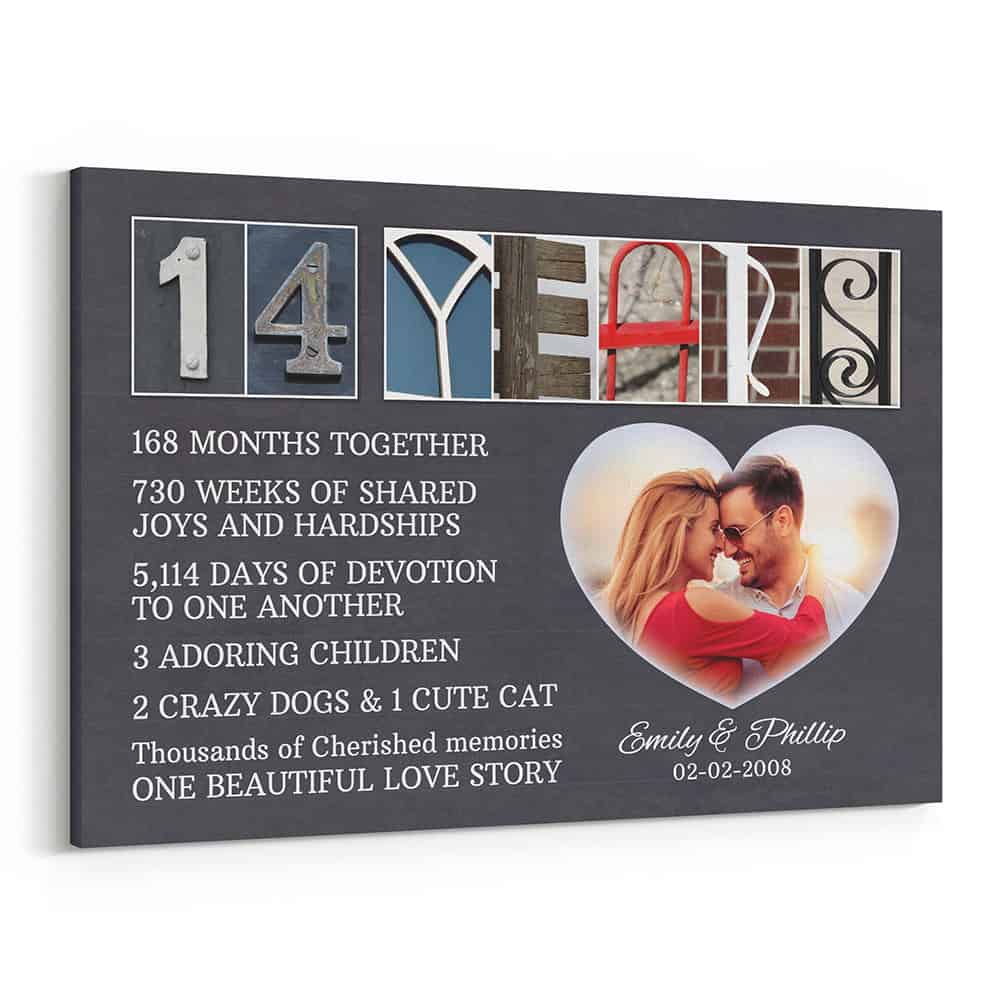 14 Years Anniversary Canvas – Milestone and Letter Art Counting