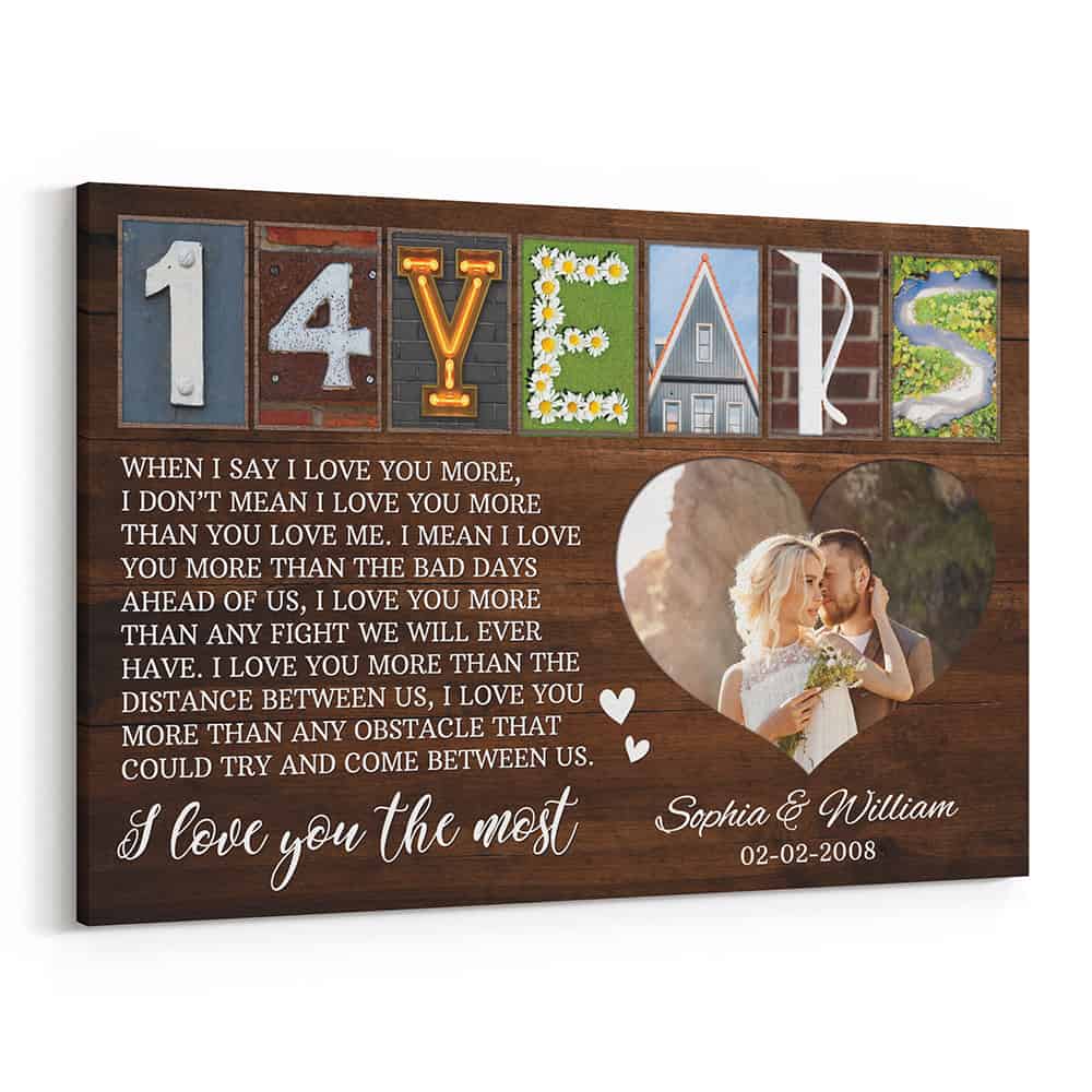 14th Anniversary Canvas – Letter Art With Photo – A Romantic Gift