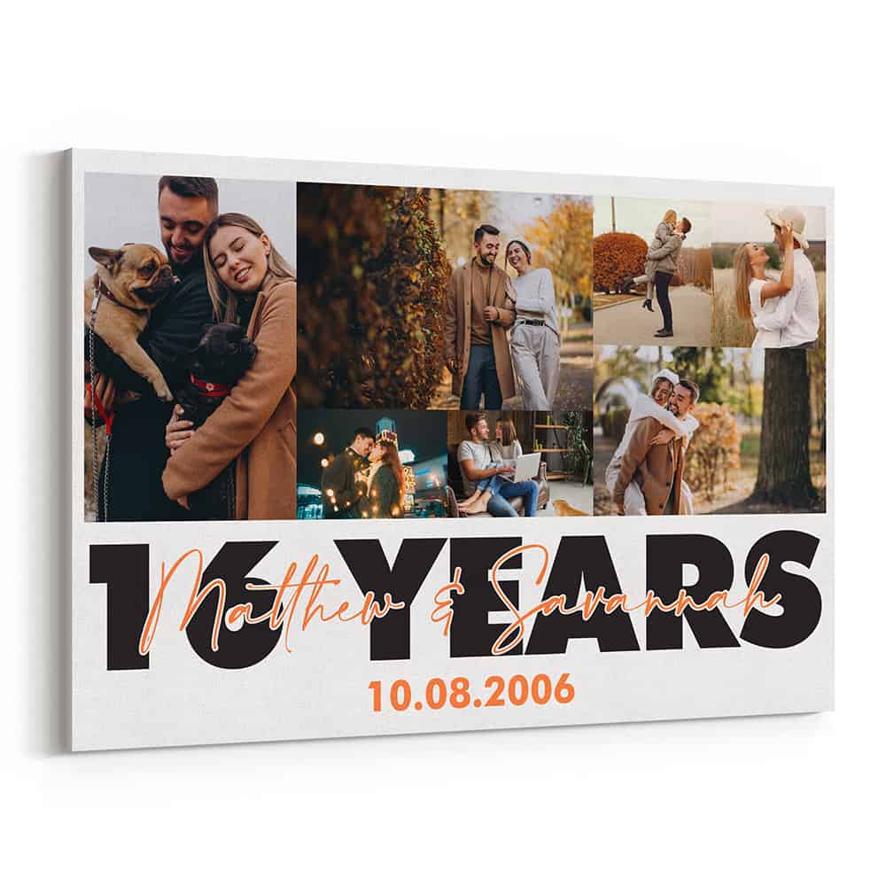 16 Years Photo Collage Canvas Print