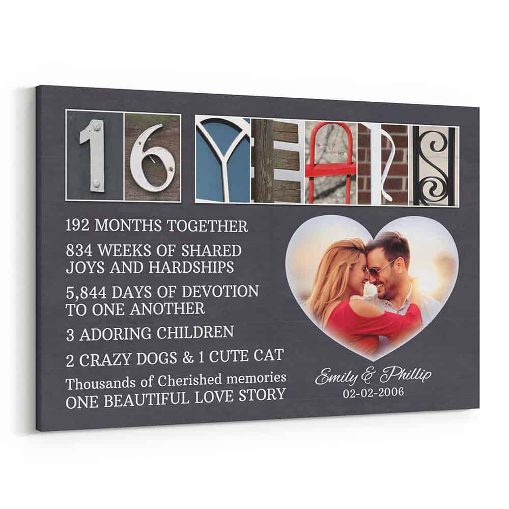 16 Years Anniversary Letter Art Counting Canvas Print