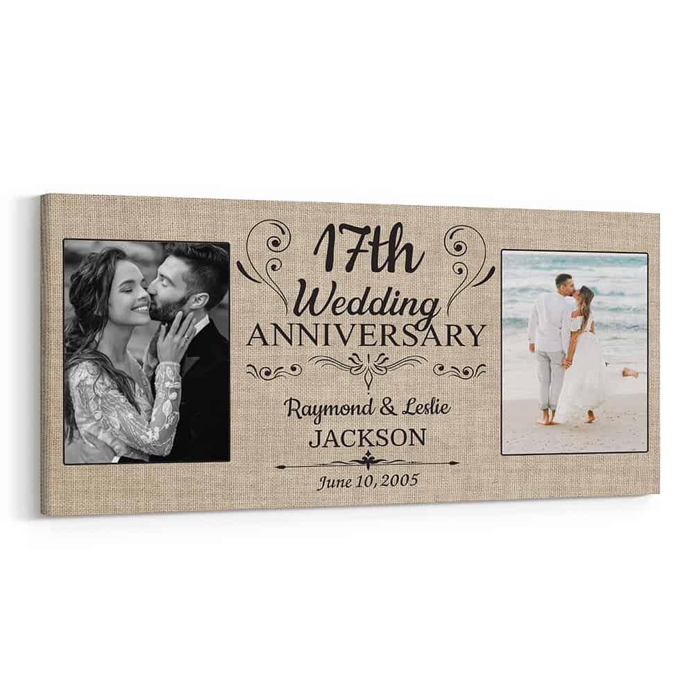 17th Wedding Anniversary Picture Frame Canvas Print
