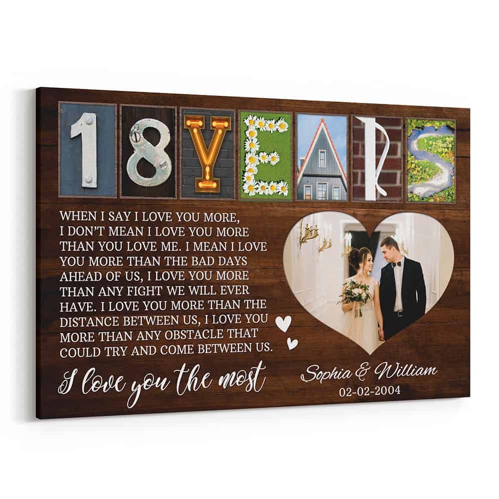 18 Years Letter Art With Photo Canvas Print