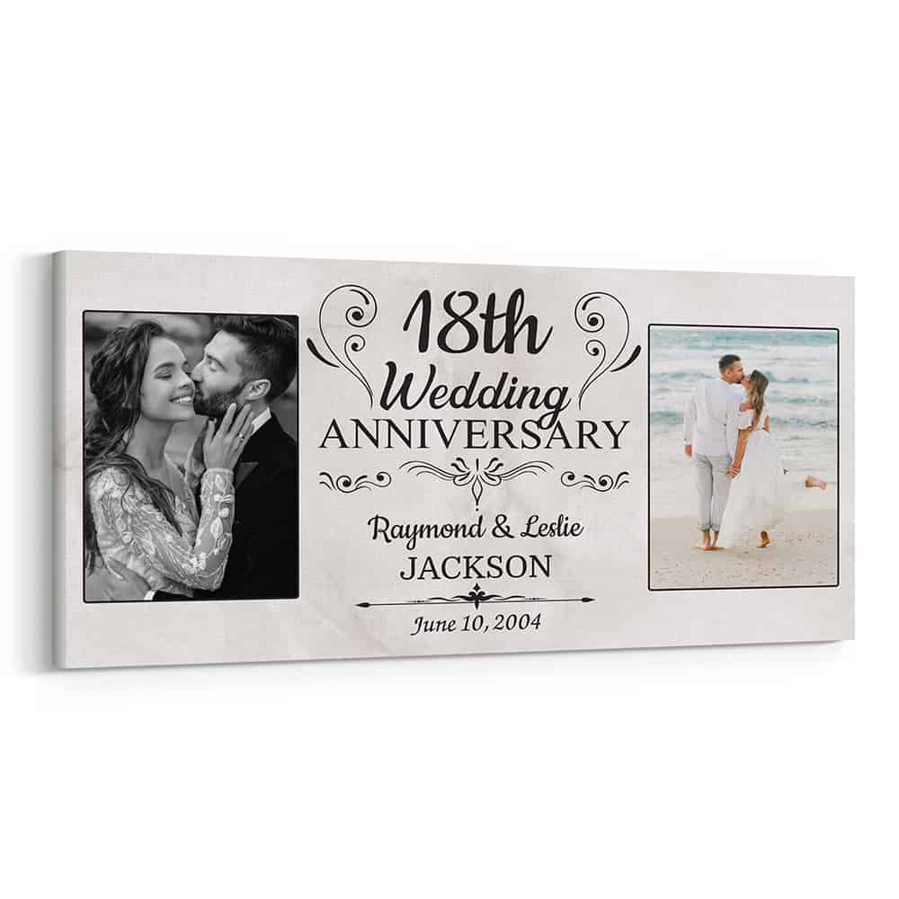 18th Wedding Anniversary Picture Frame Canvas Print