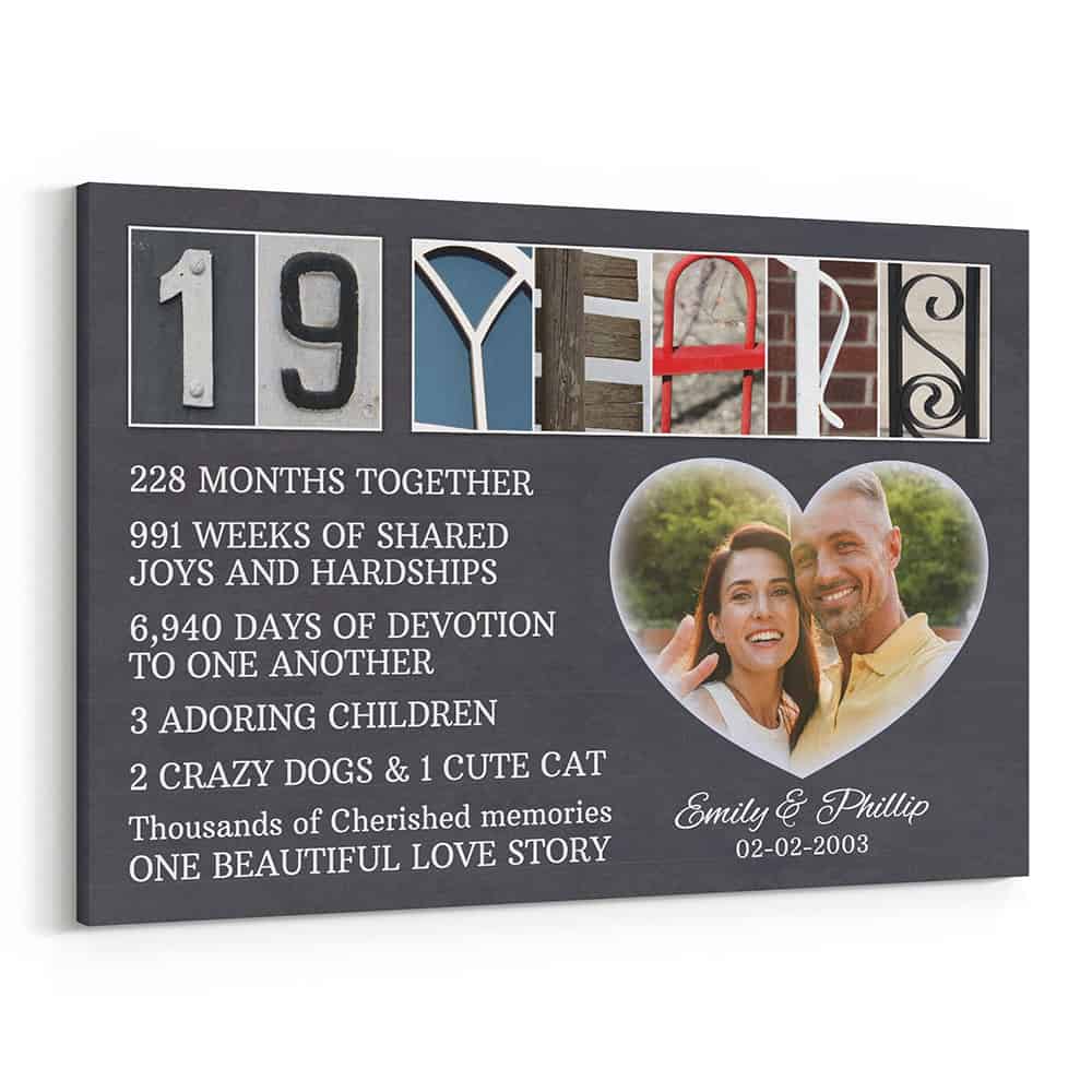 19 Years Anniversary Letter Art Counting Canvas Print