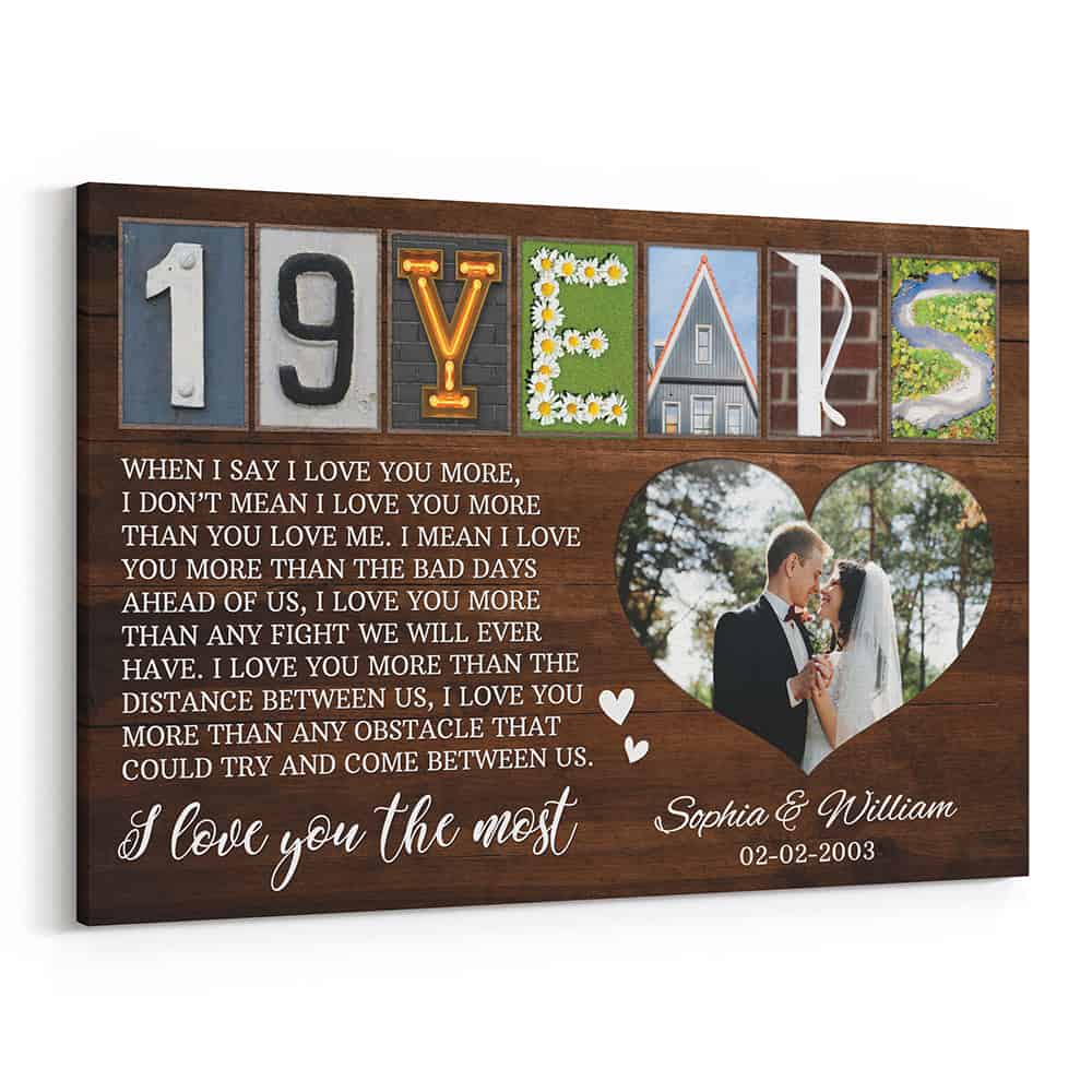 19 Years Letter Art With Photo Canvas Print