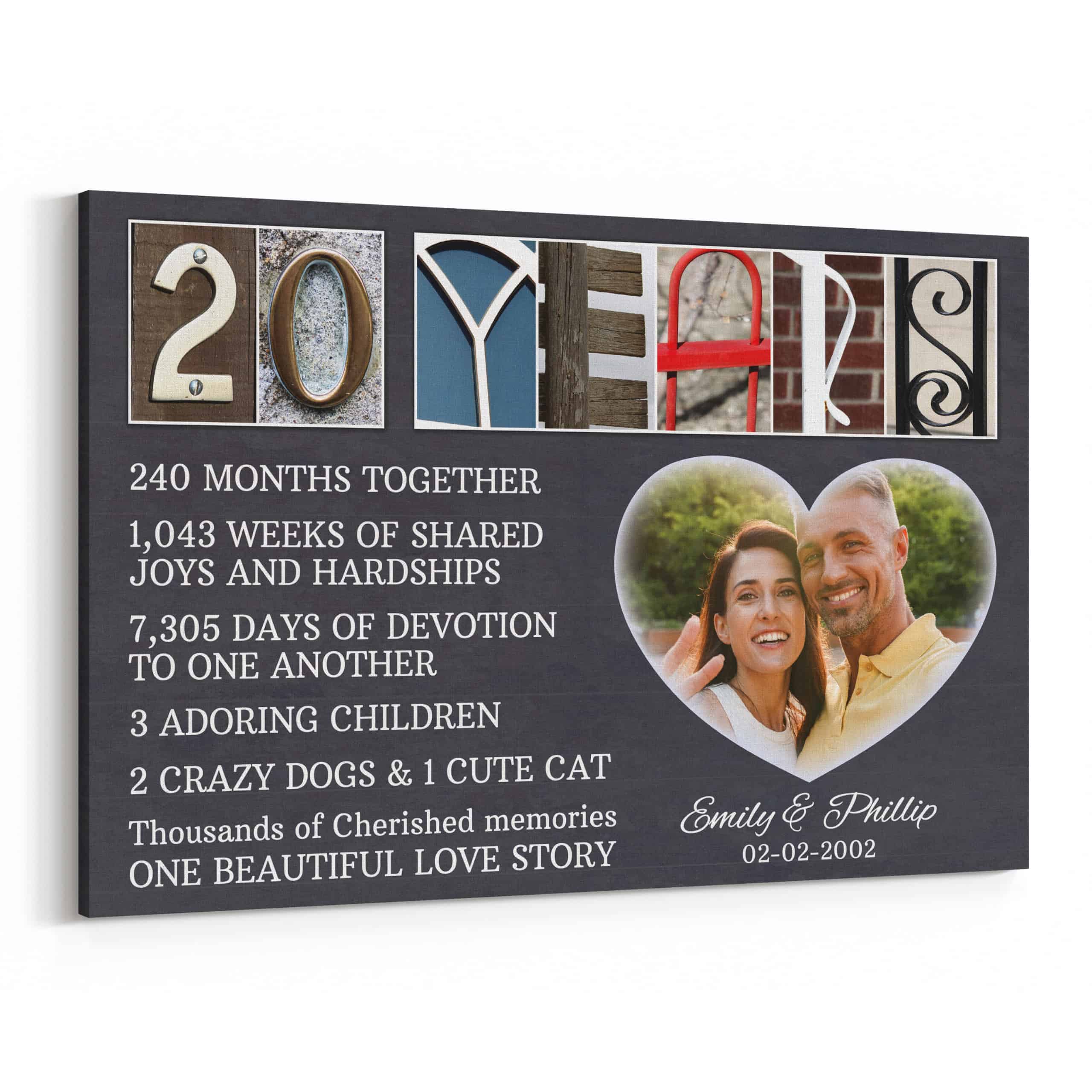 20 Years Anniversary Letter Art Counting Canvas Print