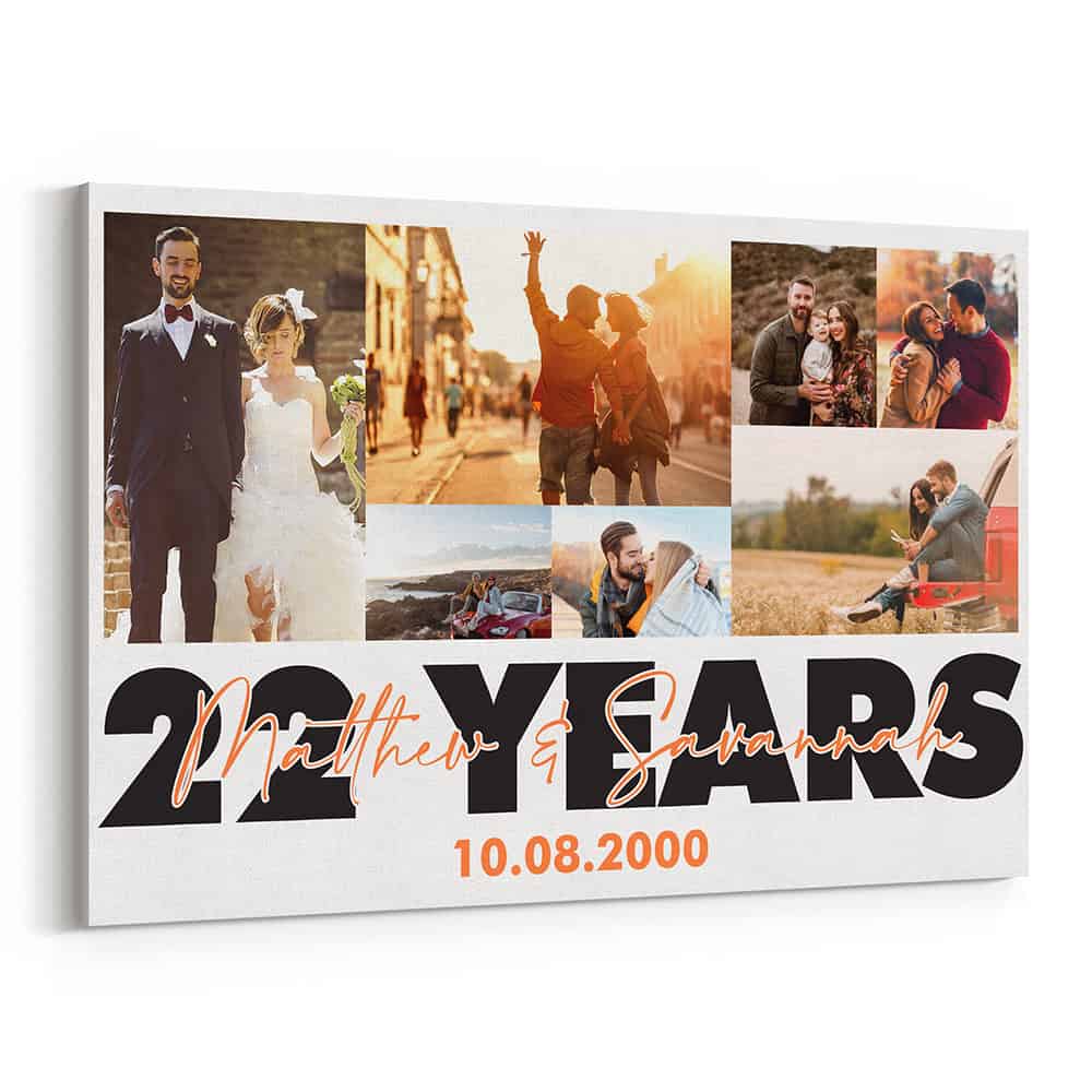 22 Years Married Photo Collage Canvas Print