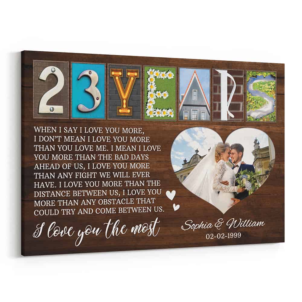 23 Years Anniversary Letter Art Heartfelt Love Quote – Wooden Background