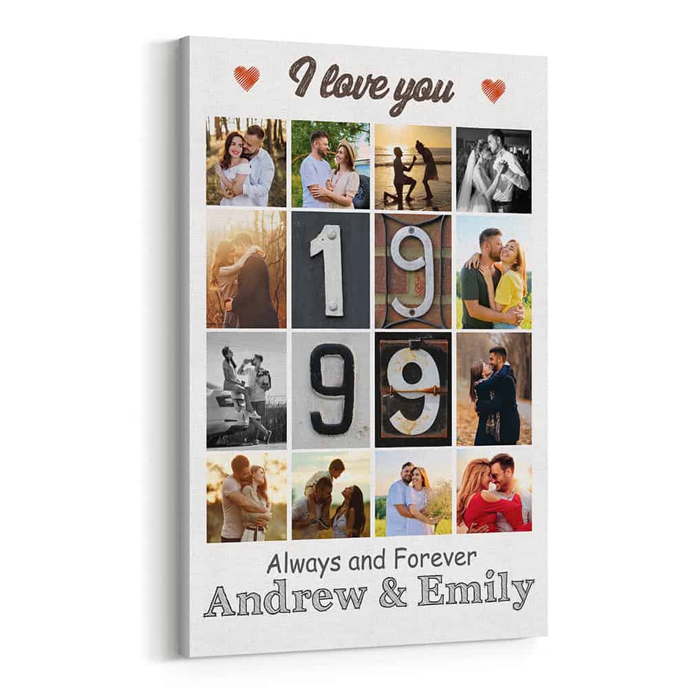 23rd Anniversary 12 Photo Collage with Letter Art Canvas Print