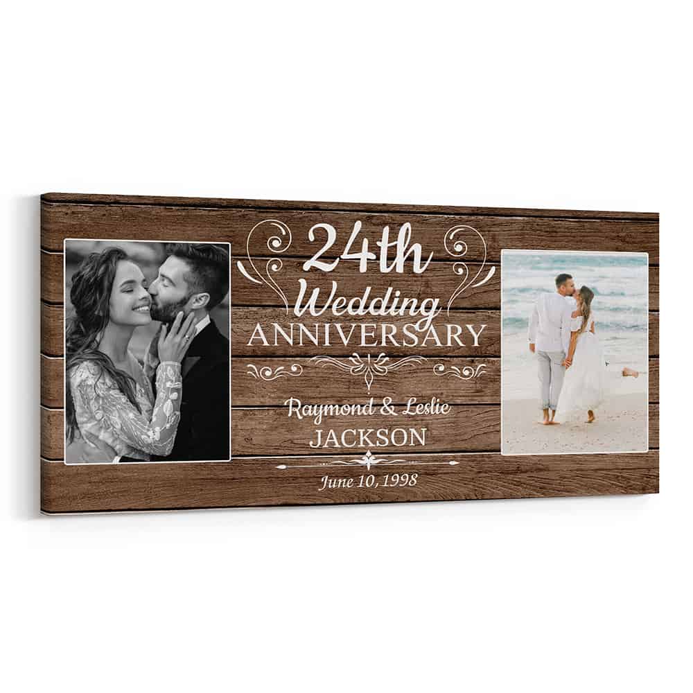 24th Wedding Anniversary Custom 2 Photo Canvas Print