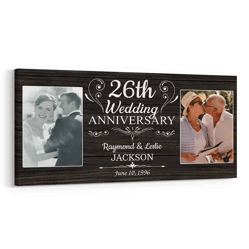 26th Wedding Anniversary Custom 2 Photo Canvas Print