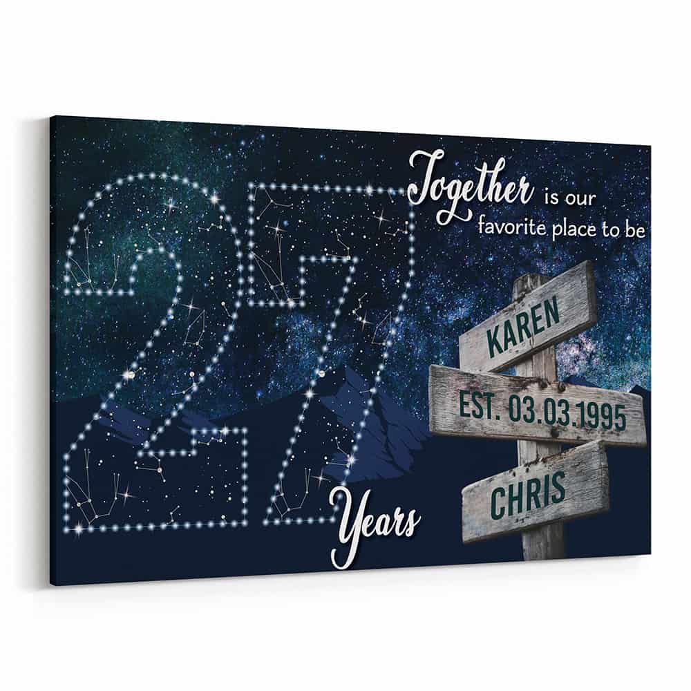 27 Years Together Star Map Street Sign Names Canvas