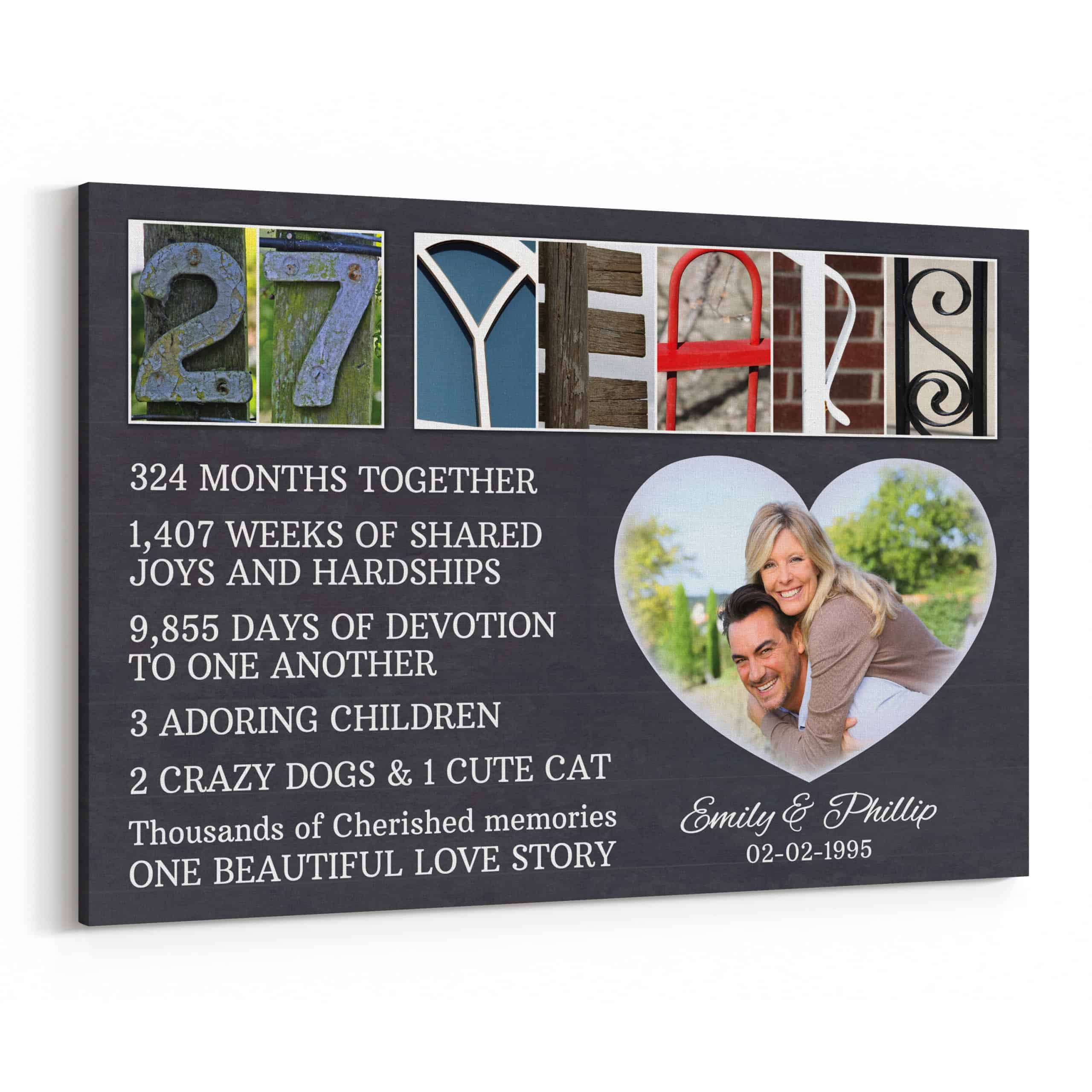 27 Years Anniversary Canvas – Milestone and Letter Art Counting