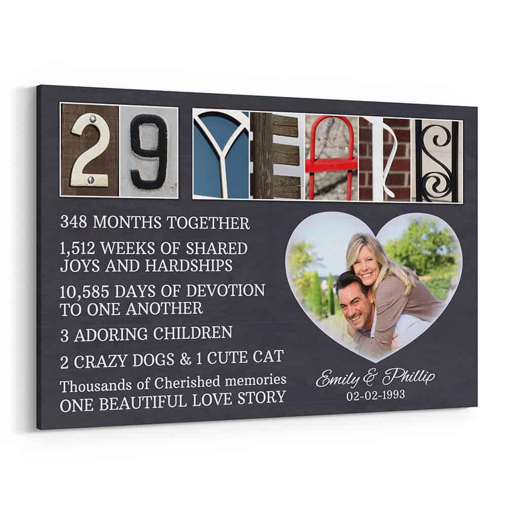 29 Years Anniversary Canvas – Milestone and Letter Art Counting