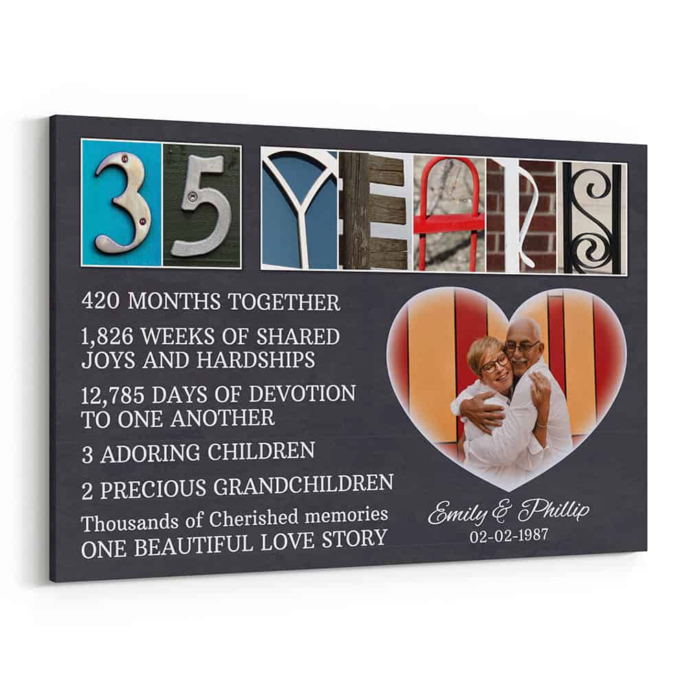 35 Years Wedding Anniversary Letter Art Canvas Print