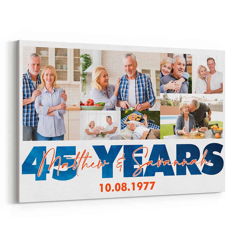 45 Years Married Photo Collage Canvas Print