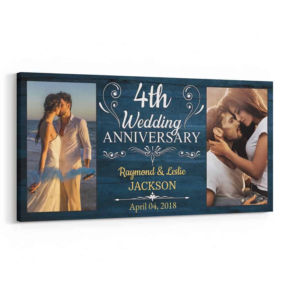 4th Wedding Anniversary Custom 2 Photos Canvas Print