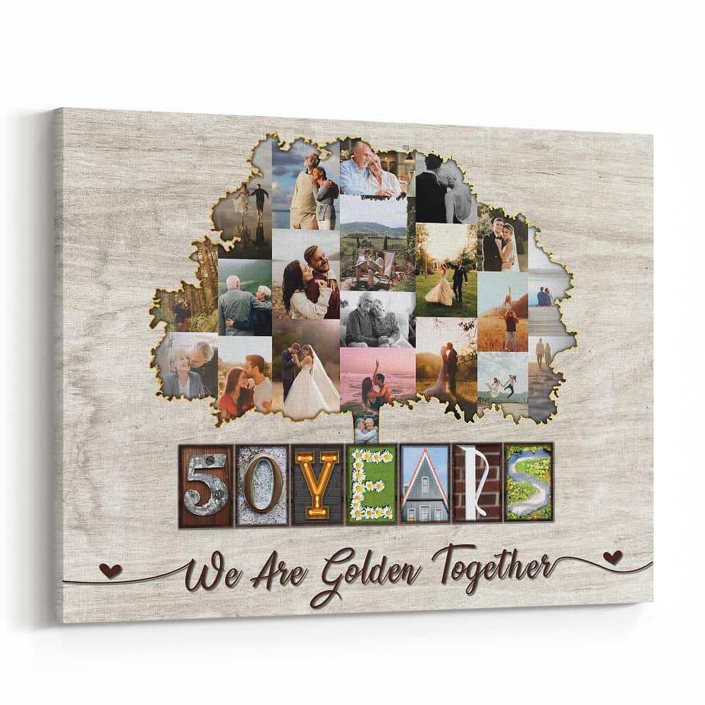 50th Anniversary – We Are Golden Together Custom Photo Canvas Print