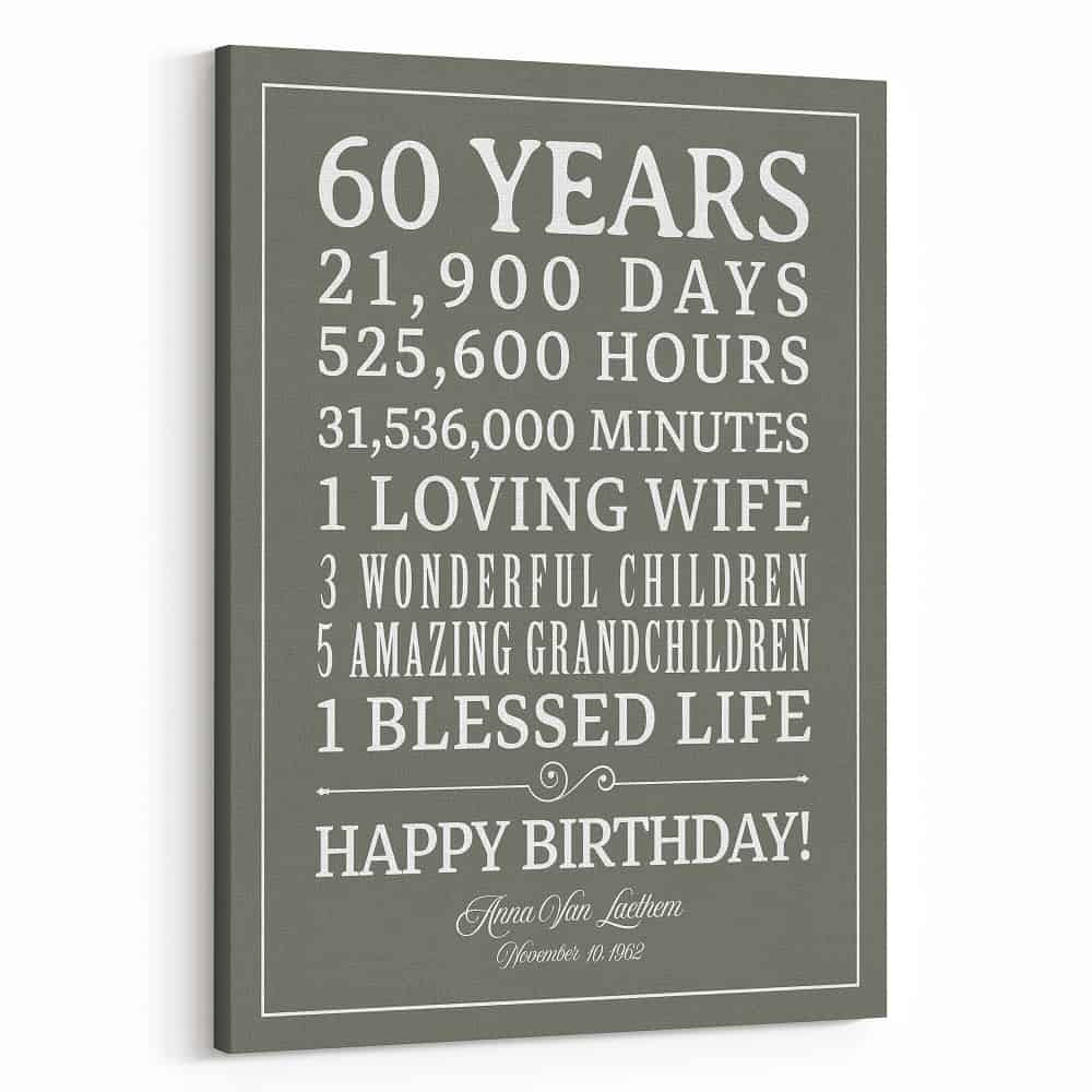 60 Years Custom Birthday Canvas Print
